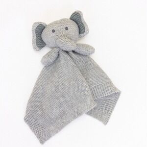 Modern Baby Gray Elephant Snuggle Security Blanket Blankie Lovey Grey Knit 14x14